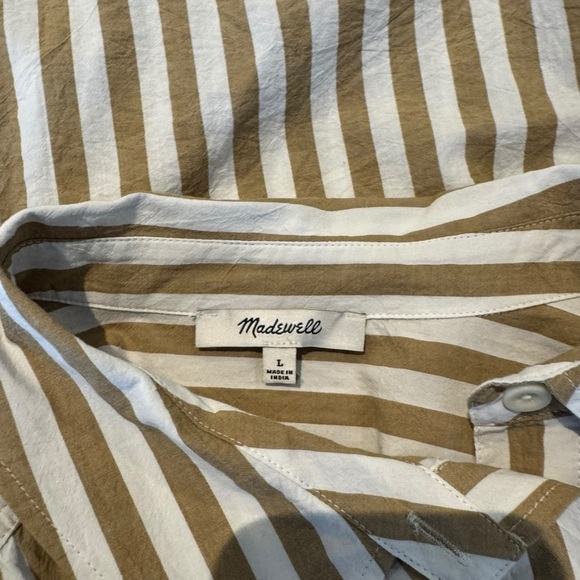 Madewell - Collared Button-Front Striped Mini Shirtdress Sz L - Picture 6 of 7